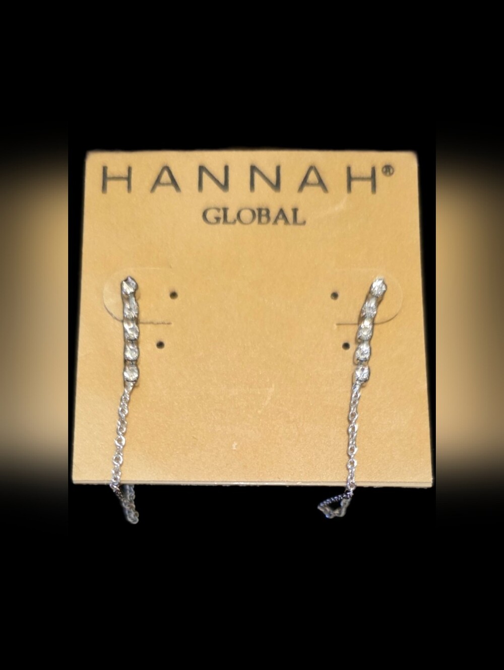 Silvertone Linear Crystal Chain Earrings